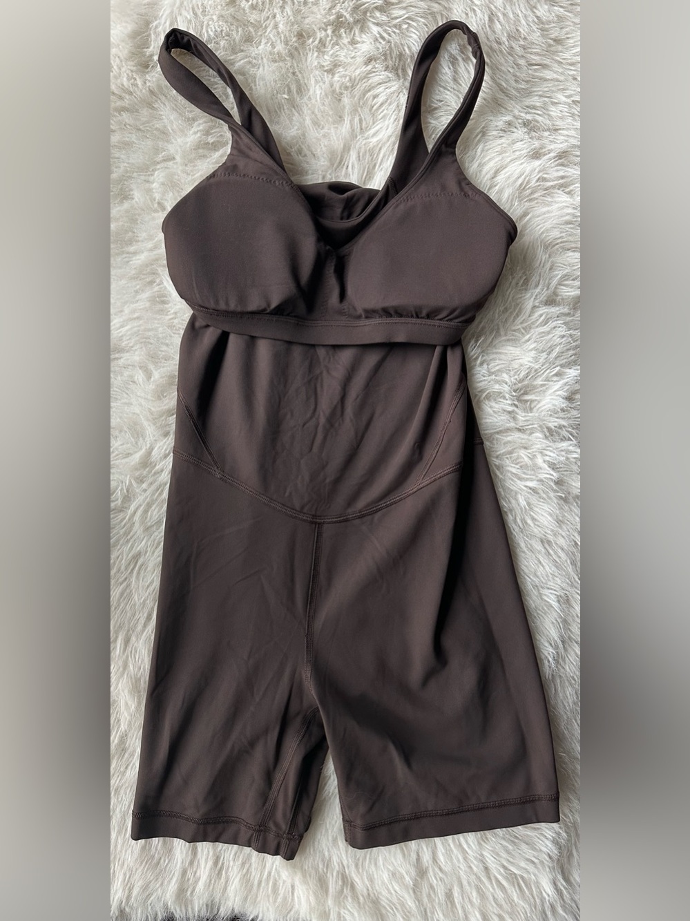 Lululemon Align V neck Sleek Women’s Short Romper Brown 8 padded bra - Picture 10 of 16